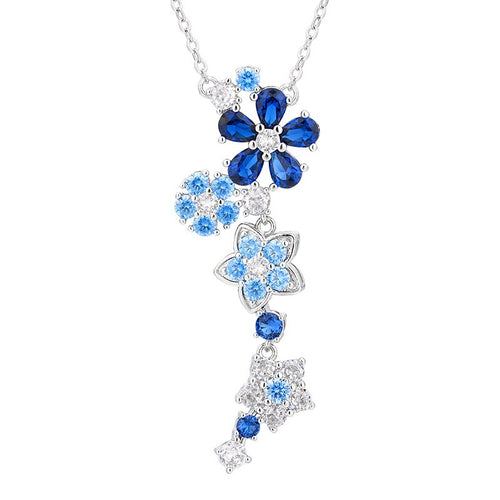 Blue Crystal Flower Necklace
