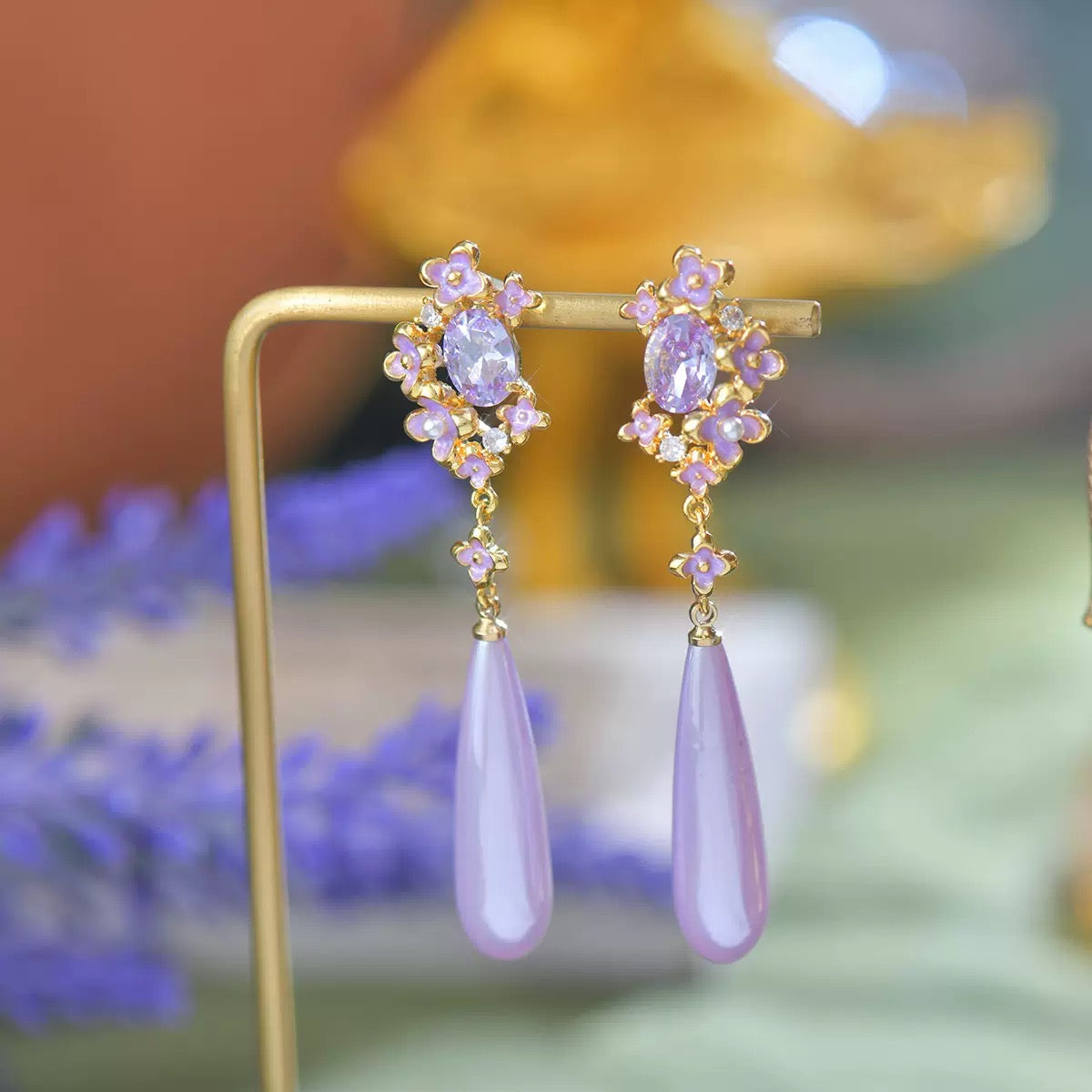 Fancy Purple Dangle Earring