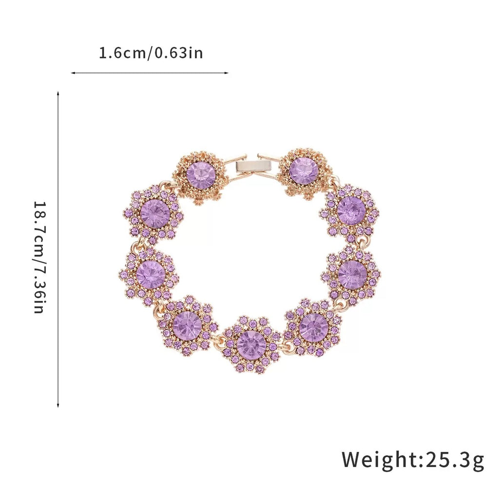 Purple Flower Diamond Jewelry Set