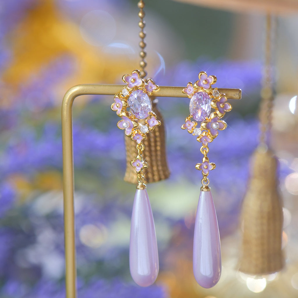 Fancy Purple Dangle Earring