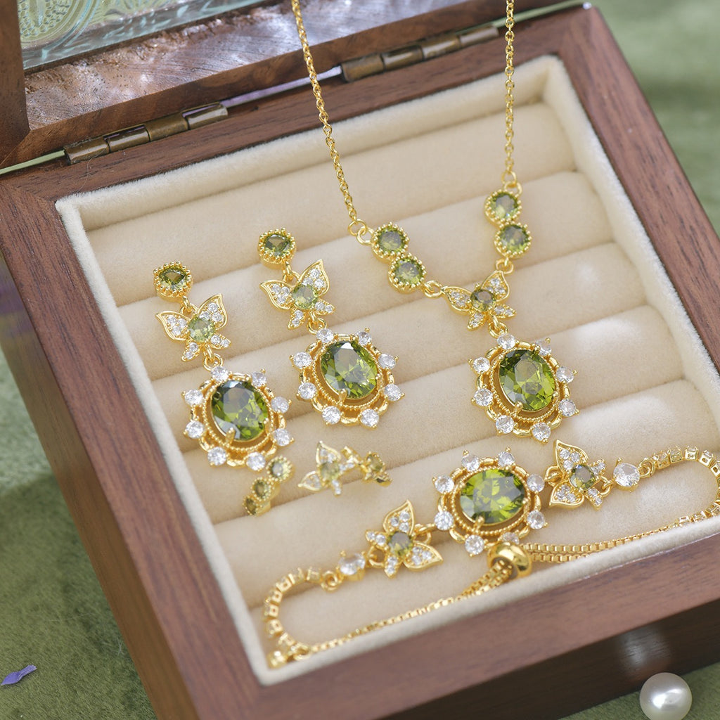 Green Butterfly Style Jewelry Set