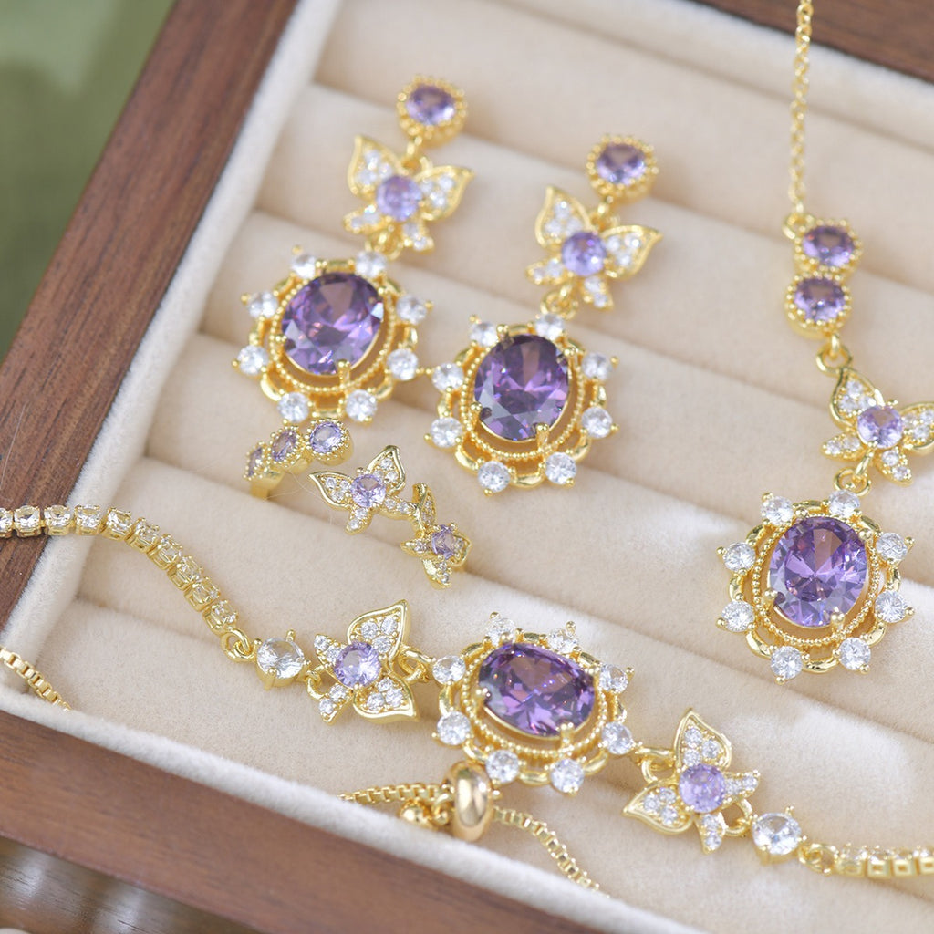 Purple Butterfly Style Jewelry Set