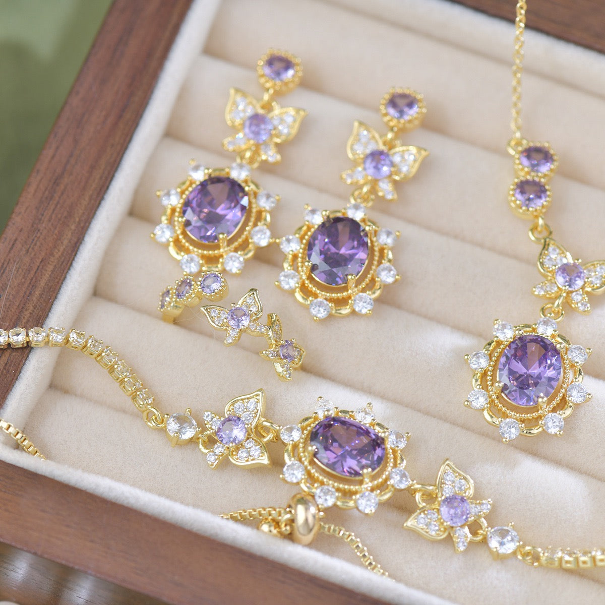 Purple Butterfly Style Jewelry Set