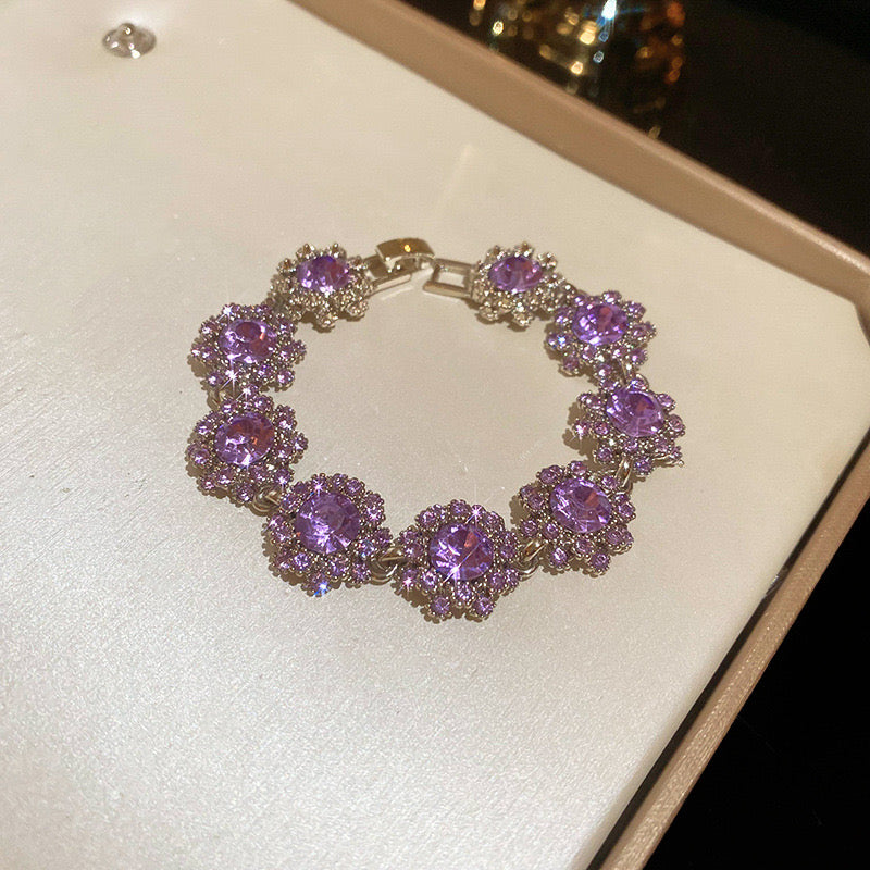 Purple Flower Diamond Jewelry Set