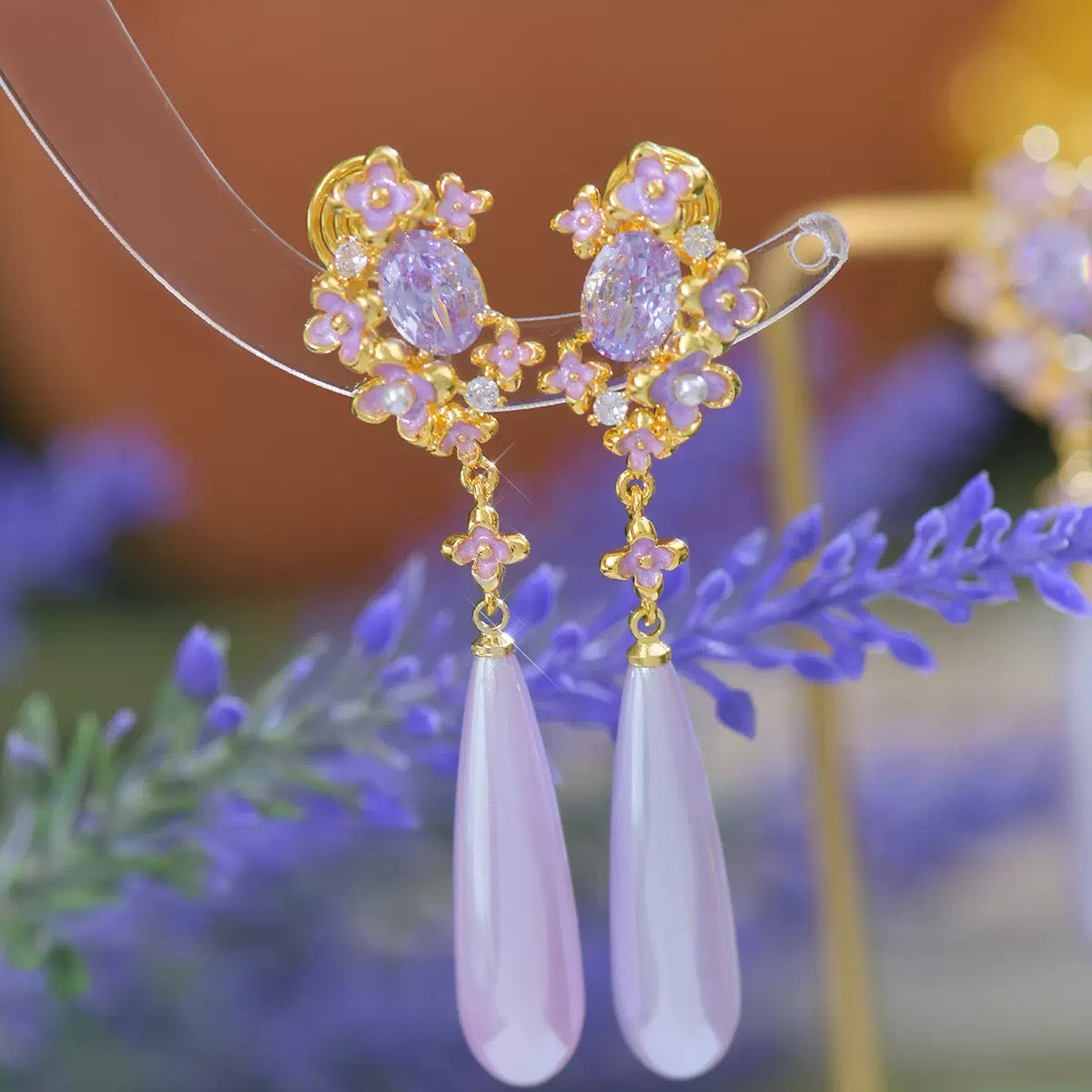 Fancy Purple Dangle Earring
