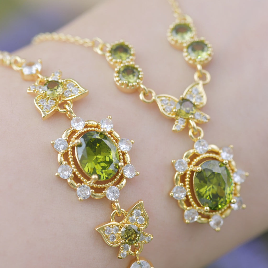 Green Butterfly Style Jewelry Set