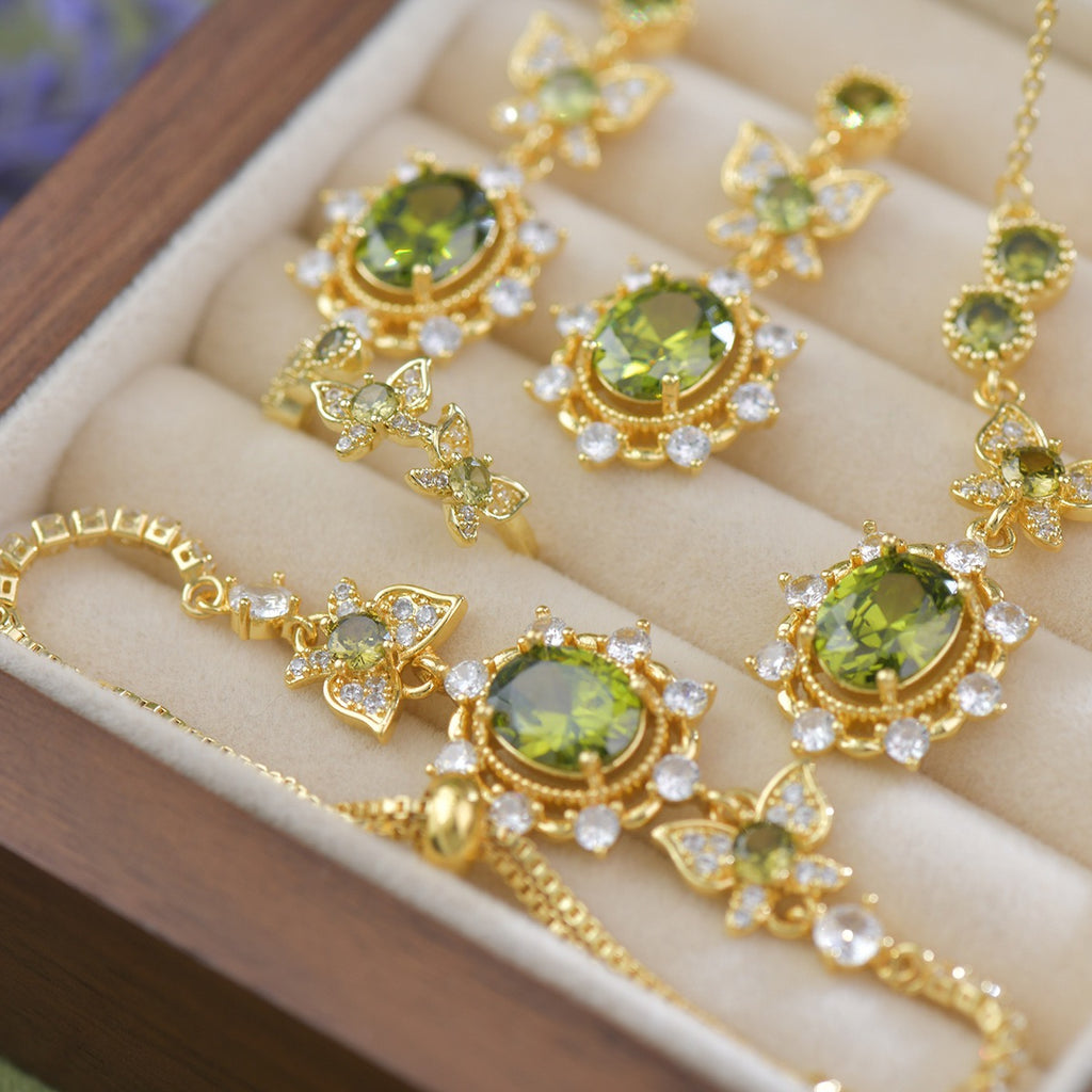 Green Butterfly Style Jewelry Set