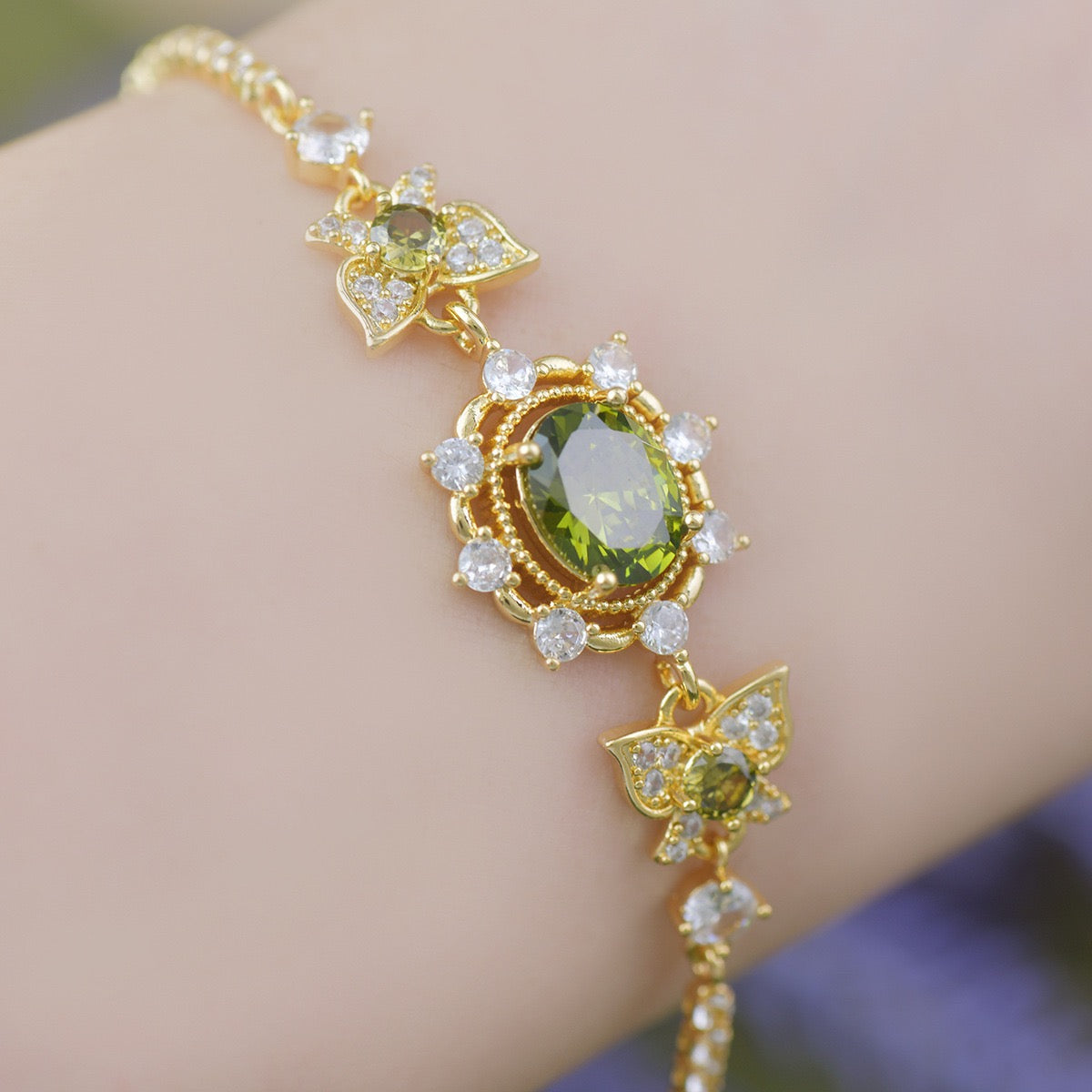 Green Butterfly Style Jewelry Set