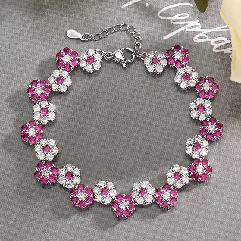 Blue Crystal Flower Necklace