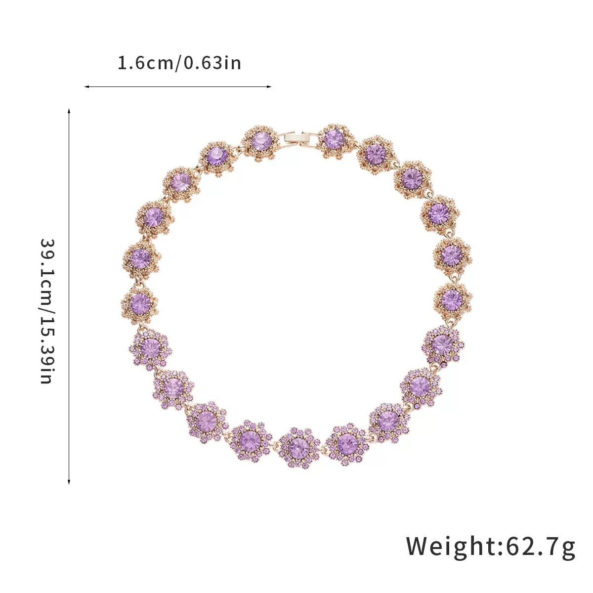 Purple Flower Diamond Jewelry Set