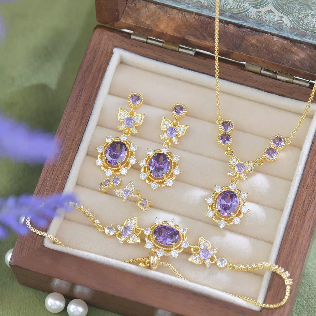 Purple Butterfly Style Jewelry Set