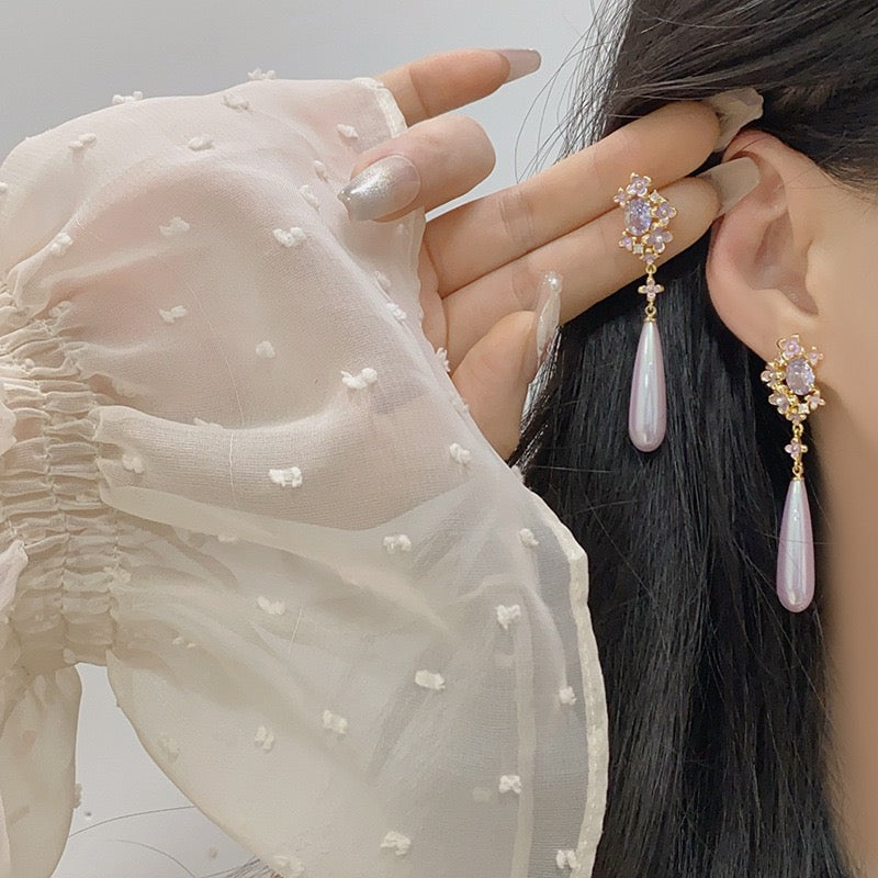 Fancy Purple Dangle Earring
