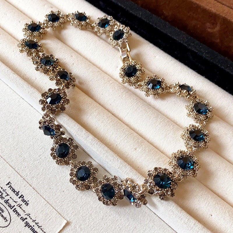 Blue Flower Diamond Jewelry Set