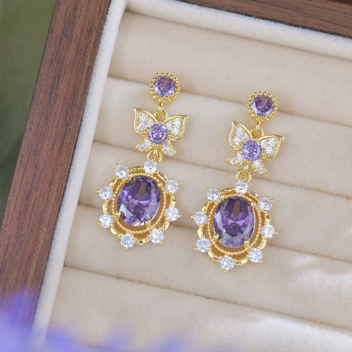 Purple Butterfly Style Jewelry Set