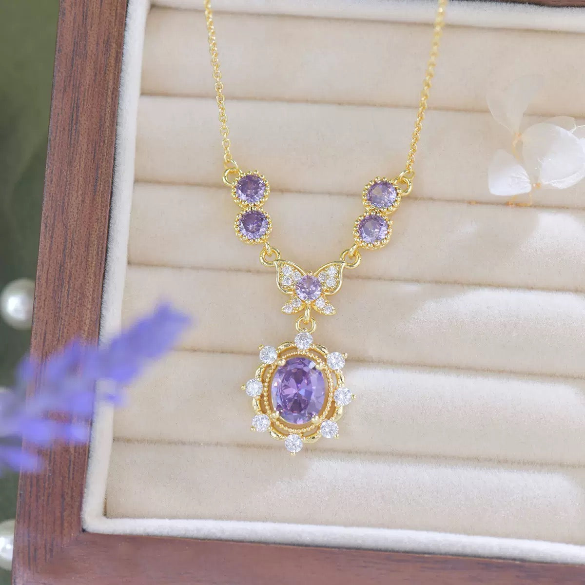 Purple Butterfly Style Jewelry Set