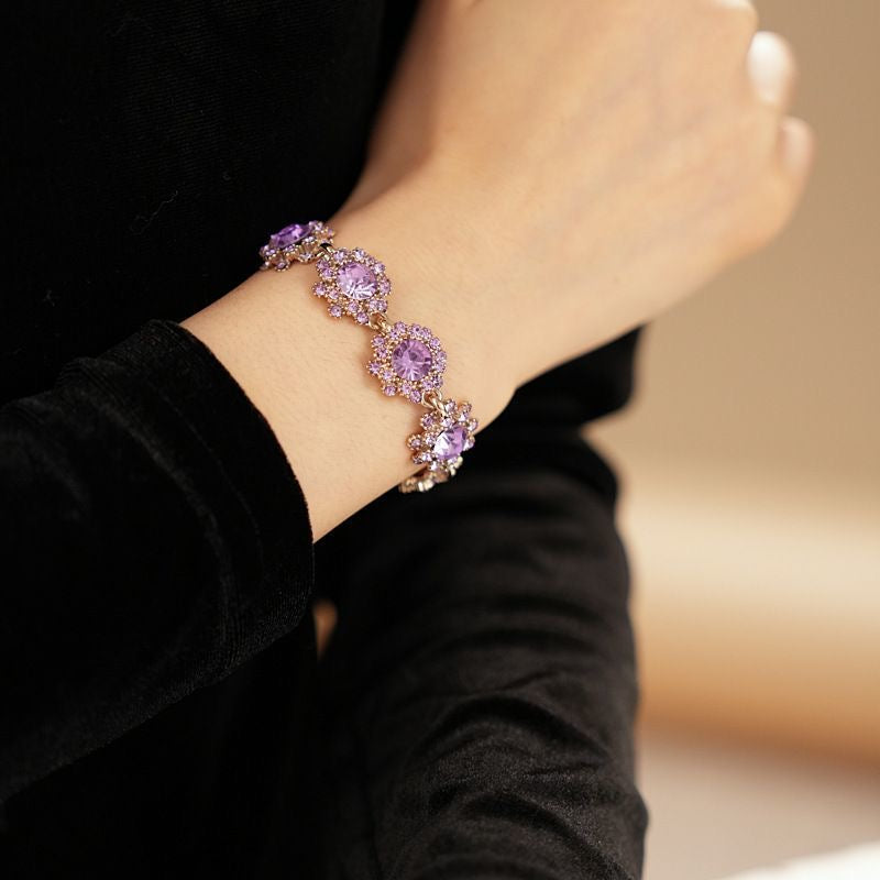 Purple Flower Diamond Jewelry Set