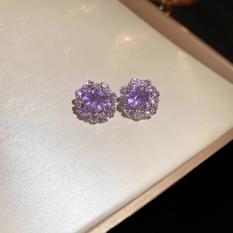 Purple Flower Diamond Jewelry Set