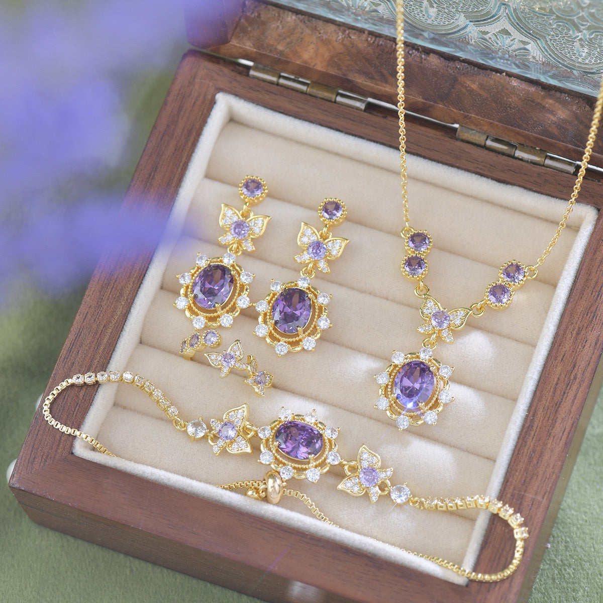 Purple Butterfly Style Jewelry Set