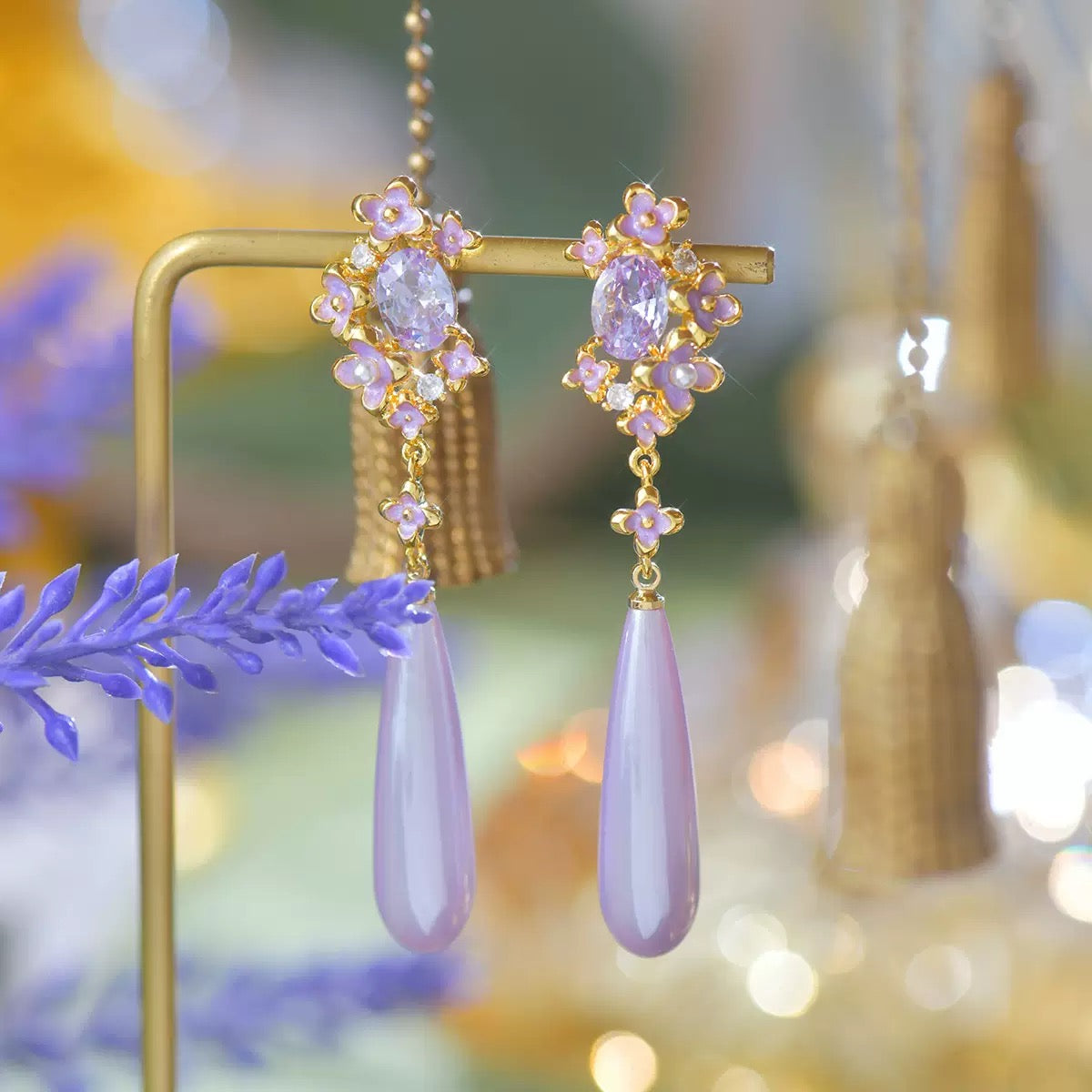 Fancy Purple Dangle Earring