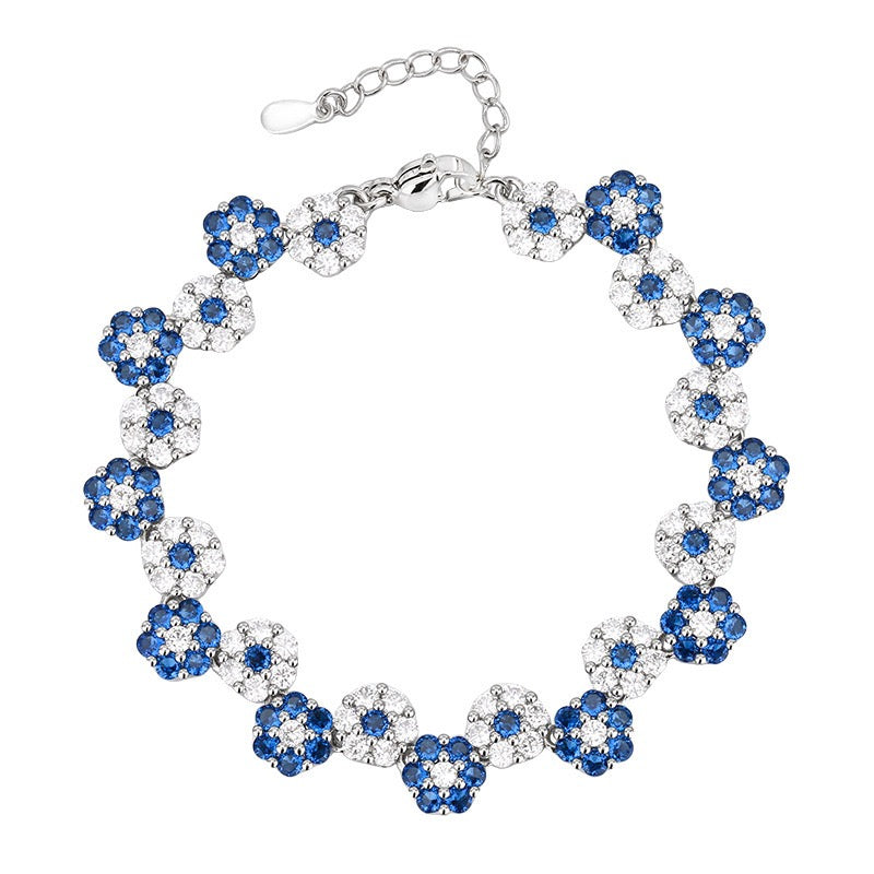 Blue Crystal Flower Necklace