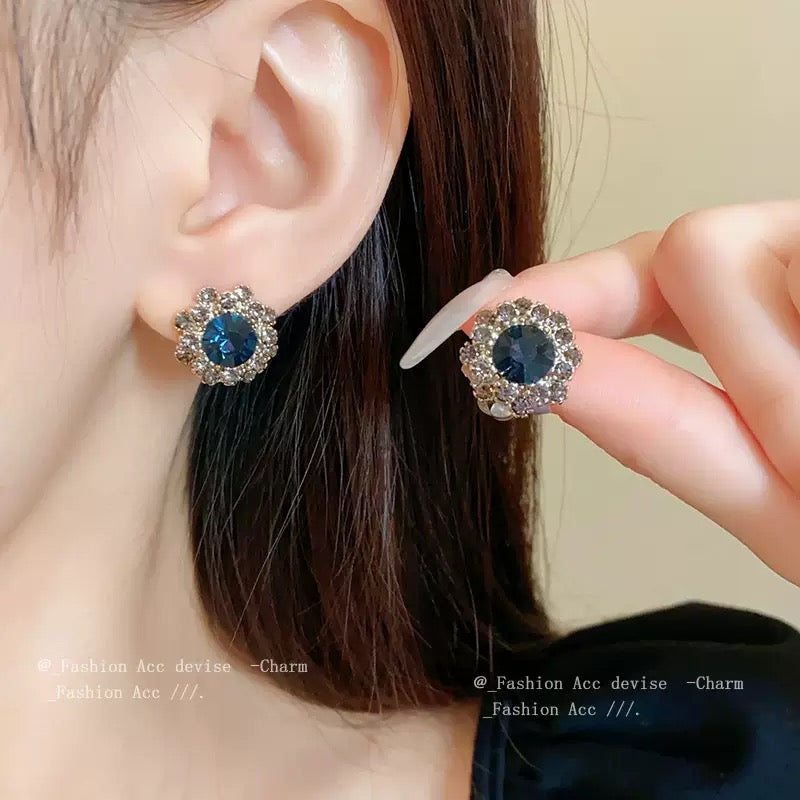 Blue Flower Diamond Jewelry Set